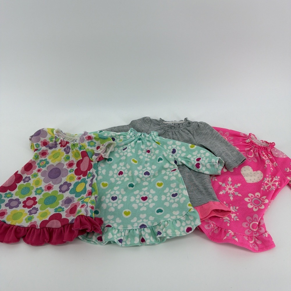 18" Doll Night Gown Lot 4 Flannel Pajamas Unicorn Snowflakes American Girl